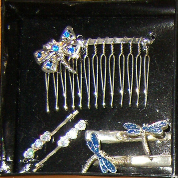 Vintage Rare TR Bentley Comb Dragonfly Heart Pin 5 Piece Hair Set